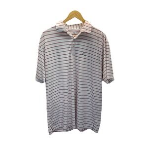 RHOBACK Performance Golf Polo Shirt Red Striped Stretch Mens L USA